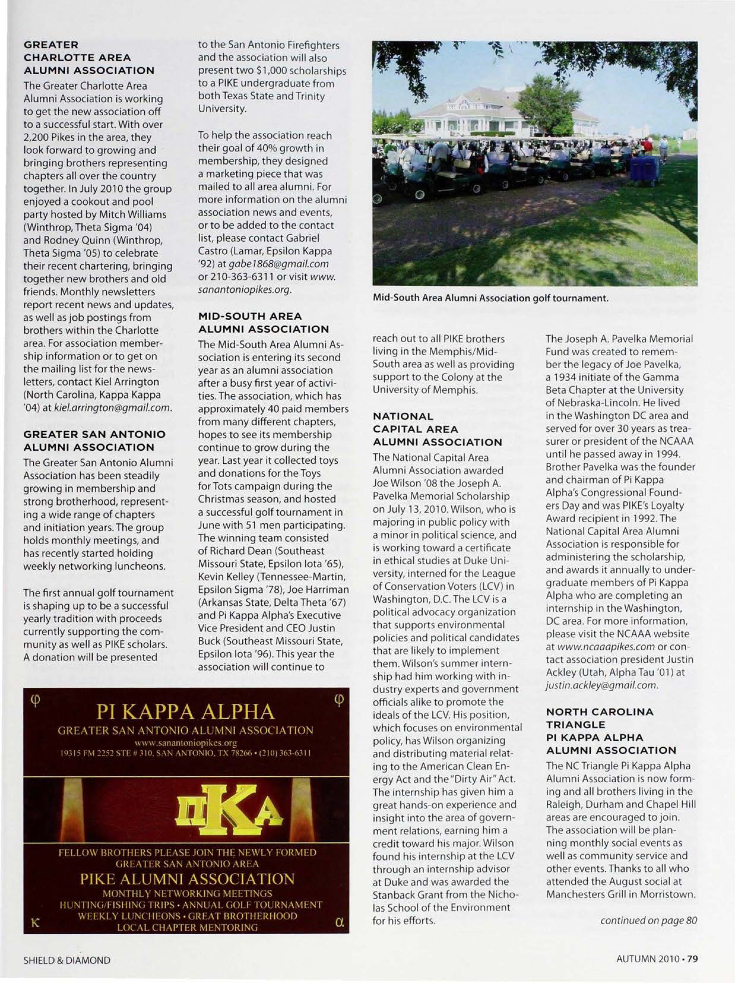 Pike Alumni Association Advertisement, Autumn 2010